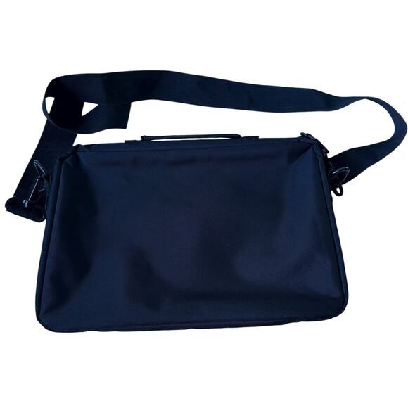 Vintage Fiorucci Crossbody Bag Black Canvas Red Heart Messenger 11"x7.5"x2" - Picture 10 of 11